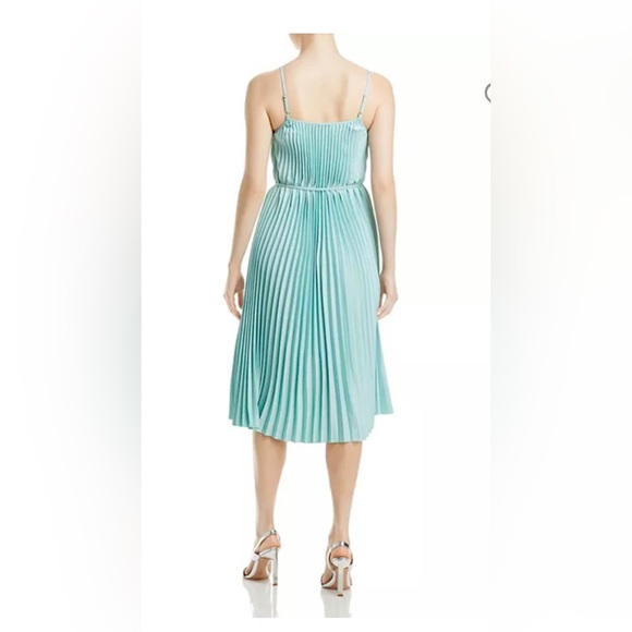 SAM EDELMAN SLEEVELESS SATIN PLEATED MIDI DRESS SIZE XL COLOR MINT NWT - Picture 4 of 14